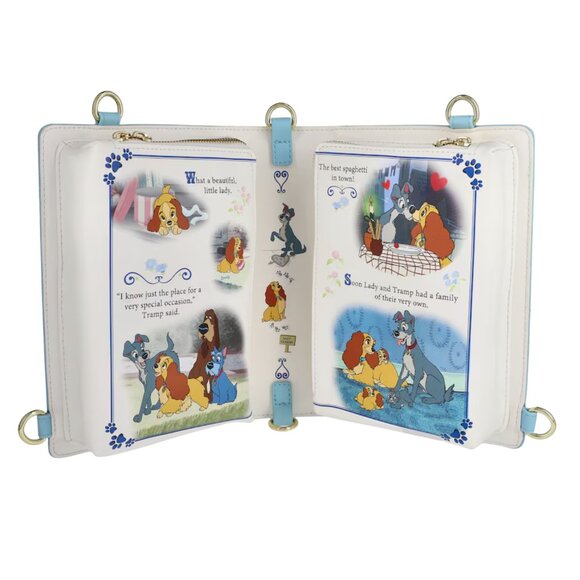 Loungefly‎ Lady and the Tramp Storybook Convertible Backpack & Crossbody Bag - Picture 2 of 7